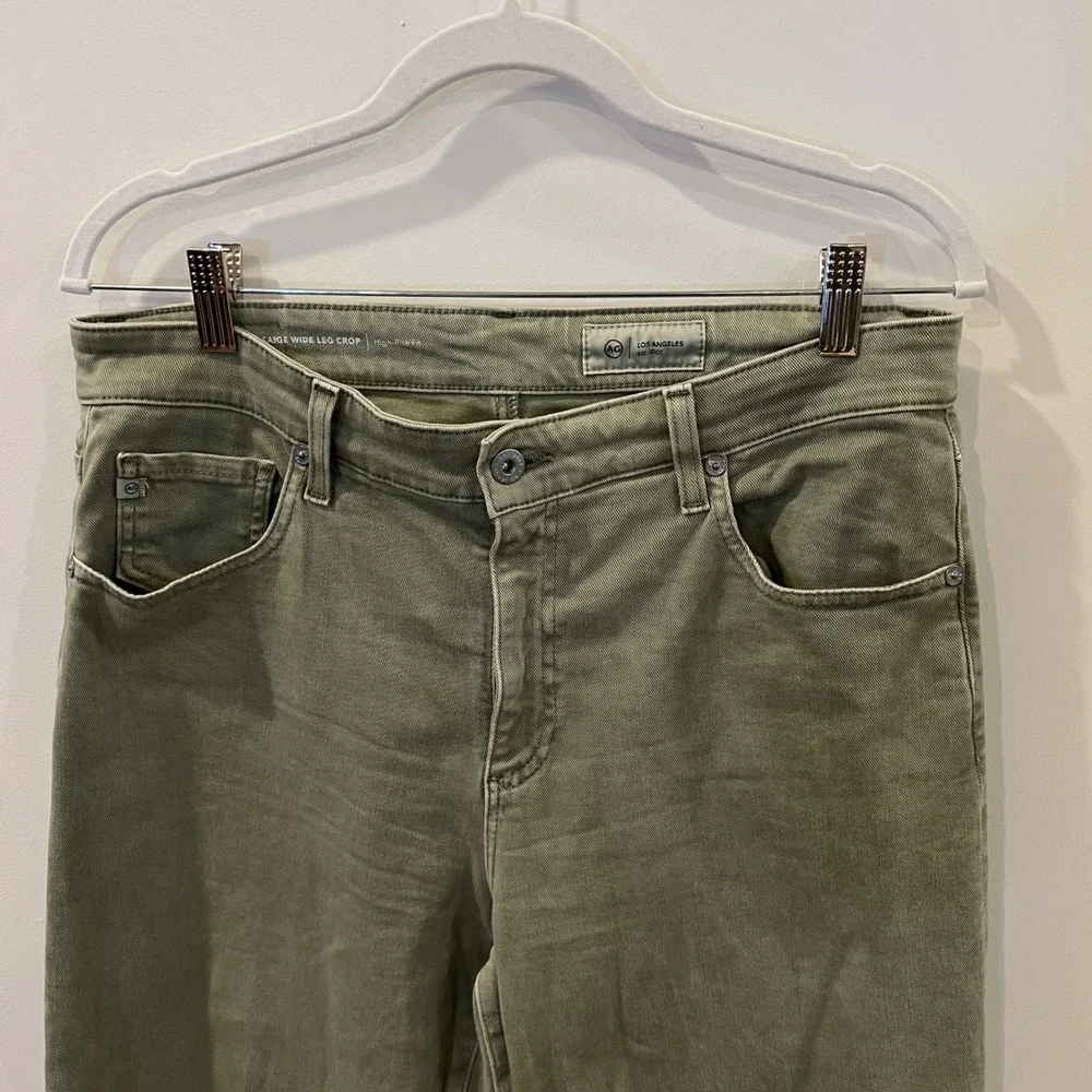 Adriano Goldschmied AG Saige Wide-Leg Crop Jeans Dusty Sage Green Sz 30 - Picture 4 of 8